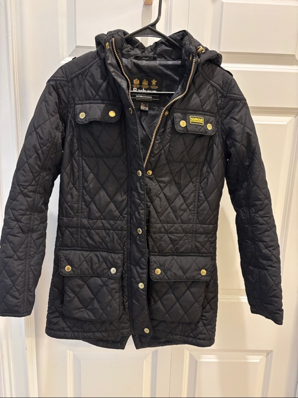 Barbour Black Quilted Hooded Puffer Jacket